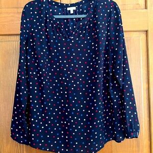 Talbots Petite Large polka dot pullover lightweight top. Machine wash no iron!